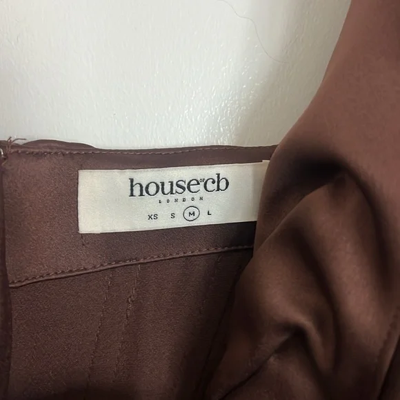 House of CB Faye Satin Pleated Corset Mini Dress in Chocolate Brown Dress Size M - Picture 5 of 14